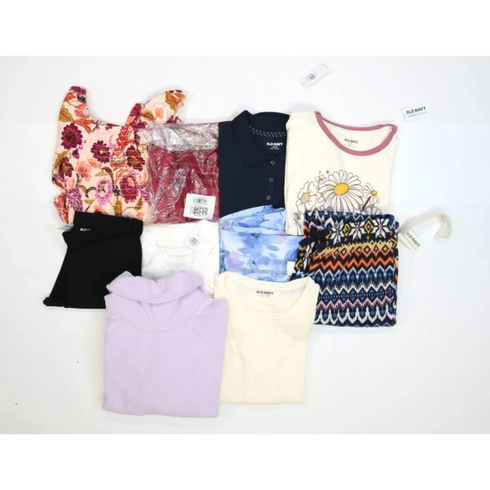 Old Navy Bulk Lot Of 10 Girls Size Large 10/12 Mixed Season Tops Bottoms Shorts